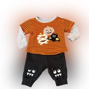 Baby Essentials Orange and Black Halloween Costume